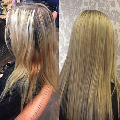 Hair cut before and after, Creations Salon